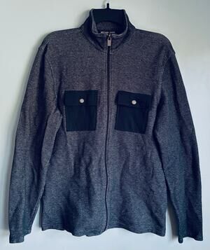 Michael Kors Zip Up Sweater Jacket Cotton Men's Medium Blue Pockets